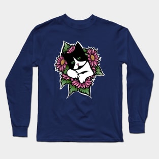 Tuxedo Cat Floral Long Sleeve T-Shirt